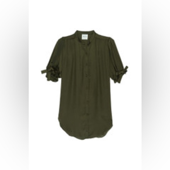 Misa Los Angeles Ida Top Green Short Sleeve Size S - Picture 2 of 16